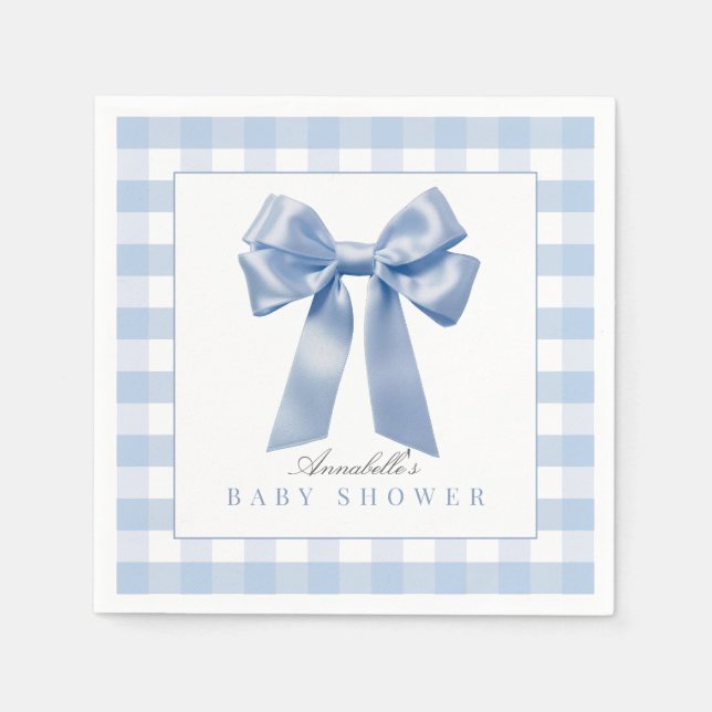 Coquette Blue Bow Ribbon Boy Shower Pappersservett (Framsidan)