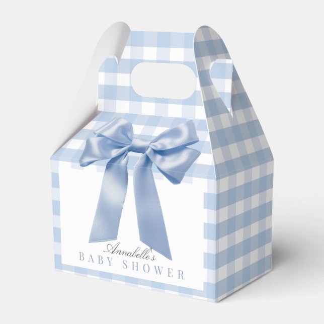 Coquette Blue Bow Ribbon Boy Shower Presentaskar (Framsidan Sidan)