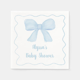 Coquette Blue Boy Bow Baby Shower Pappersservett
