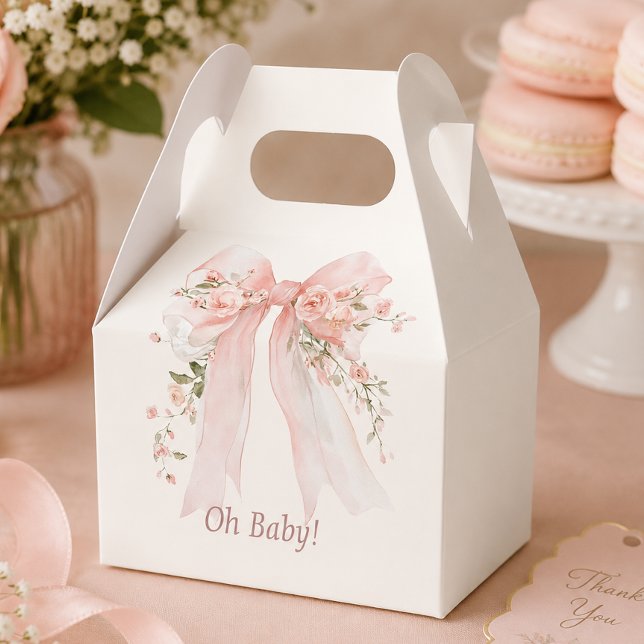 Coquette Blush Bow Baby Shower Presentaskar (Coquette Blush Bow Baby Shower Favor Boxes)