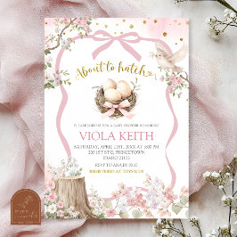 coquette blush pink Spring bird baby shower Inbjudningar