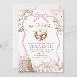 coquette blush pink Spring bird baby shower Inbjudningar