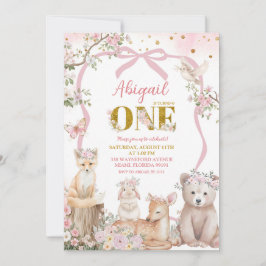 Coquette Blush Pink Spring woodland animals Inbjudningar