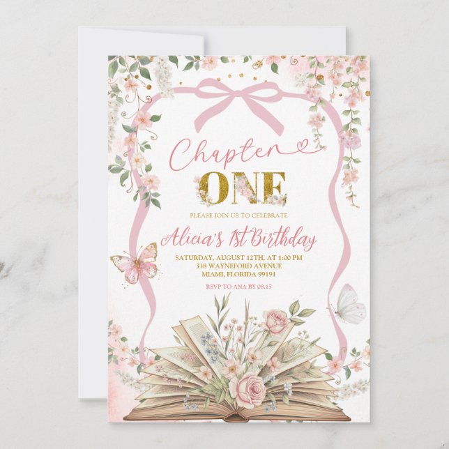 coquette blush pink storybook birthday inbjudningar (Framsida)