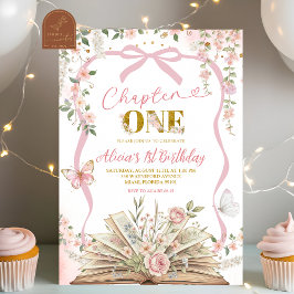 coquette blush pink storybook birthday inbjudningar