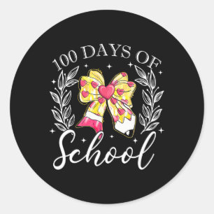 Coquette Bow 100 dagar med skolblyertlärare Runt Klistermärke