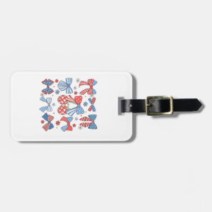 Coquette Bow 4:e juli USA American Patriotic Bagagebricka