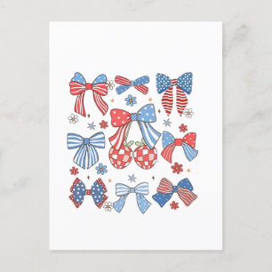 Coquette Bow 4:e juli USA American Patriotic Meddelande Vykort