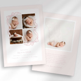 Coquette Bow 4 Frame Photo Birth Announcement Meddelande