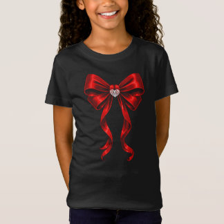 Coquette Bow Aesthetic Red Ribbon Heart Valentines T Shirt