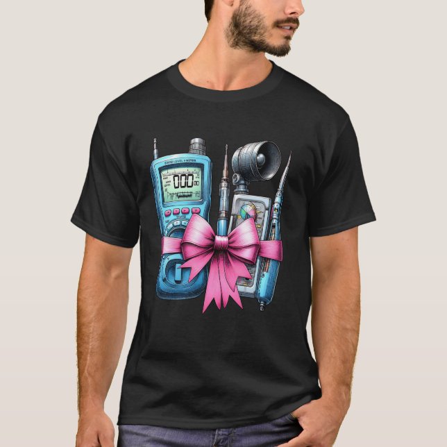 Coquette Bow Akustik Ingenjör Teknik Rosa  T Shirt (Framsida)