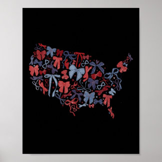 Coquette Bow America Karta 4:e juli Oberoende Poster