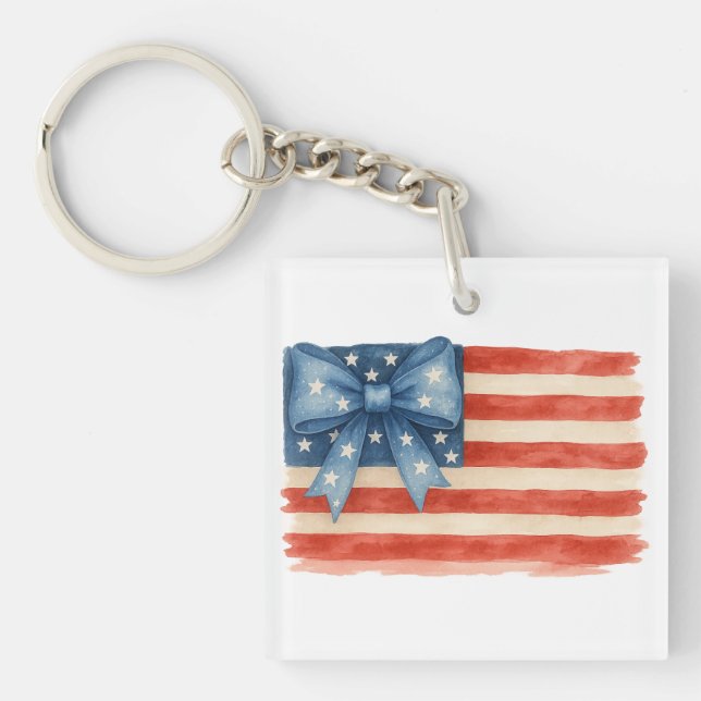 Coquette Bow American Flagga Watercolor 4:e juli (Framsidan)