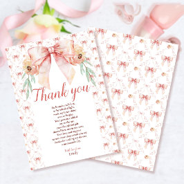 Coquette Bow and Blommigts Baby Shower Tack Kort