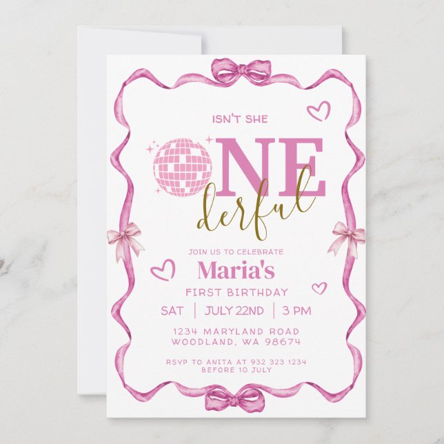 Coquette Bow är inte en underbar födelsedag Inbjudningar (Framsida)