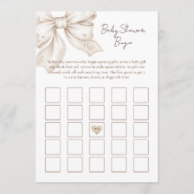 Coquette Bow Baby Shower Bingo Kort