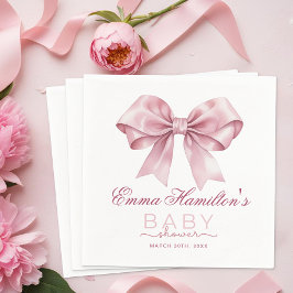 Coquette Bow Baby Shower Napkins - Elegant Rosa Ri Pappersservett