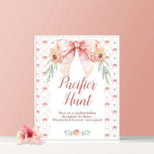 Coquette Bow Baby Shower Nappar Hunt Poster