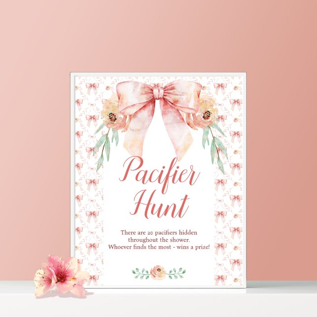 Coquette Bow Baby Shower Nappar Hunt Poster (Skapare uppladdad)
