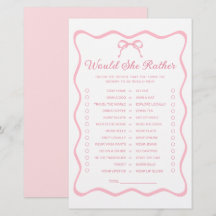 Coquette Bow Baby Shower, skulle hon hellre spela?