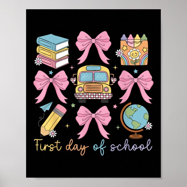 Coquette Bow Back to school Lacher Kids första dag Poster (Framsidan)