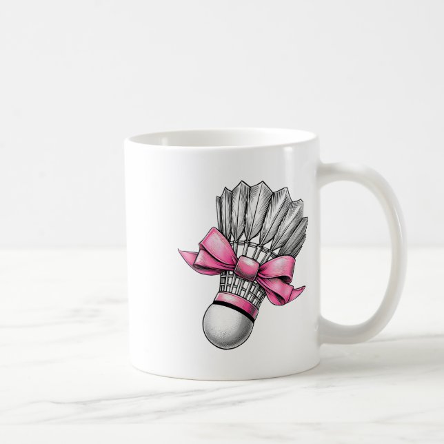 Coquette Bow Badminton Fjäderboll Rosa Band Mamma  Kaffemugg (Höger)