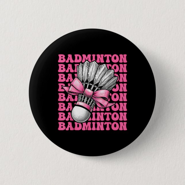 Coquette Bow Badminton Player Shuttle Girl Mamma P Knapp (Framsida)