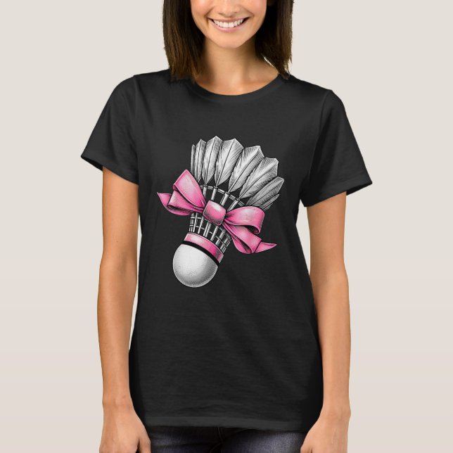 Coquette Bow Badminton Shuttle Rosa Band Mamma Tje T Shirt (Framsida)