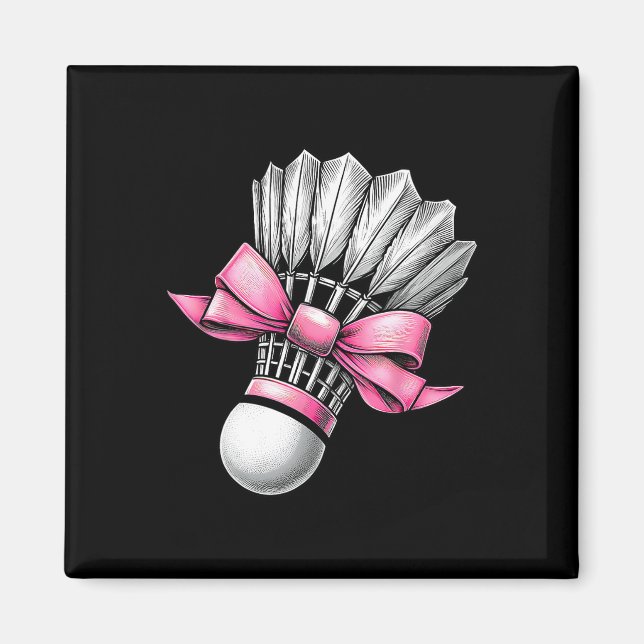 Coquette Bow Badminton Shuttle Rosa Ribbon Mamma G Magnet (Framsidan)