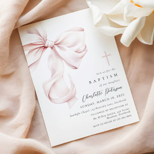 Coquette Bow Baptism-inbjudan Inbjudningar
