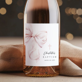 Coquette Bow Baptism Vinflaska Etikett