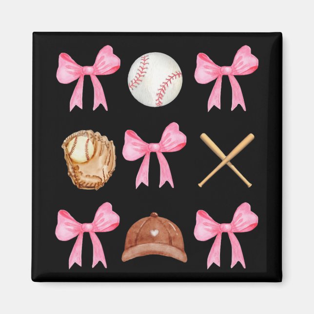 Coquette Bow Baseball Mamma Baseball Mamma Mor Da Magnet (Framsidan)