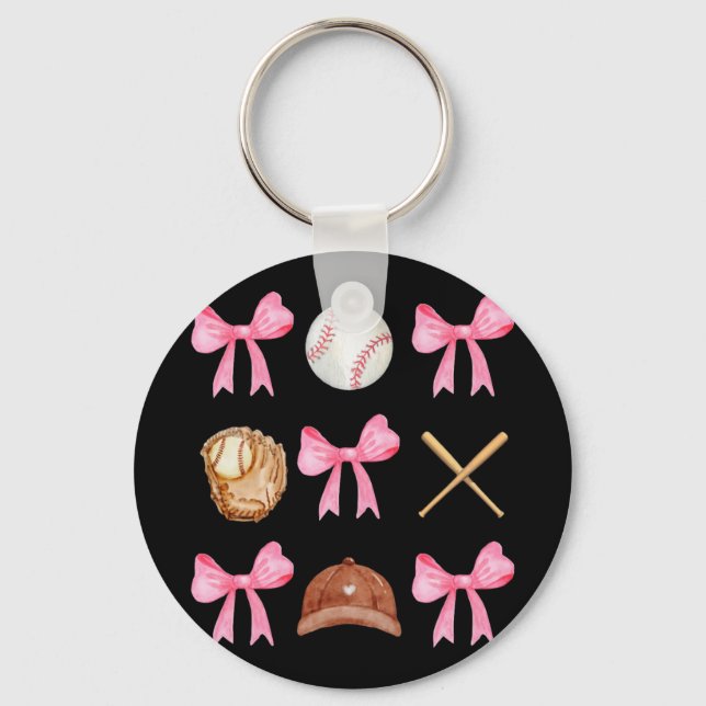 Coquette Bow Baseball Mamma Baseball Mamma Mor Da Nyckelring (Framsida)