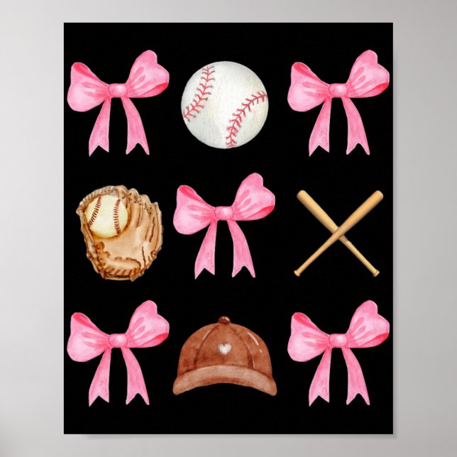 Coquette Bow Baseball Mamma Baseball Mamma Mor Da Poster (Framsidan)