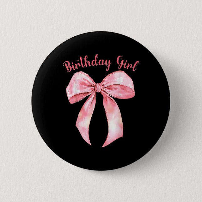 Coquette Bow Birthday Girls Aesthetic Girly Birthd Knapp (Framsida)