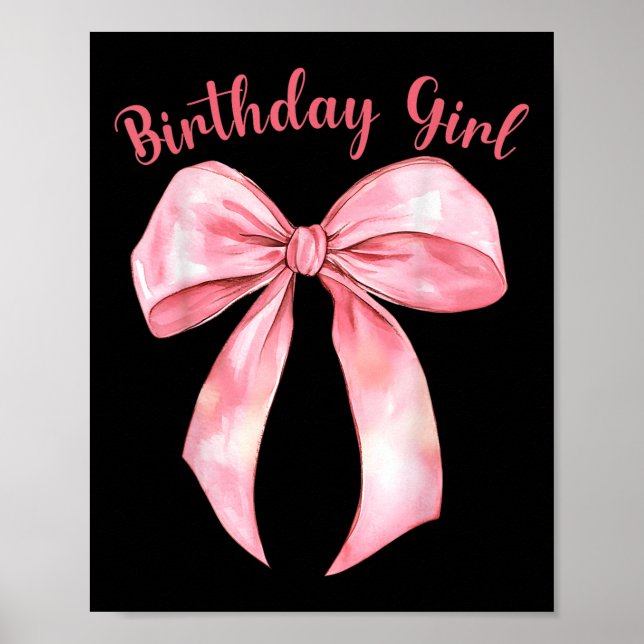 Coquette Bow Birthday Girls Aesthetic Girly Birthd Poster (Framsidan)