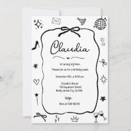 Coquette Bow Birthday-inbjudan Whimsical Party Inbjudningar