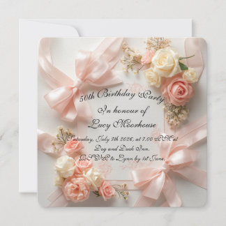 Coquette Bow Blommig Födelsedag Romantisk Pastell  Kort