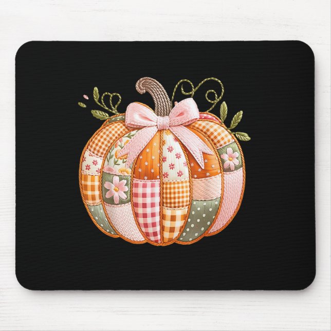 Coquette Bow Blommigt Patchwork Pumpkin-Thanksgivi Musmatta (Framsidan)