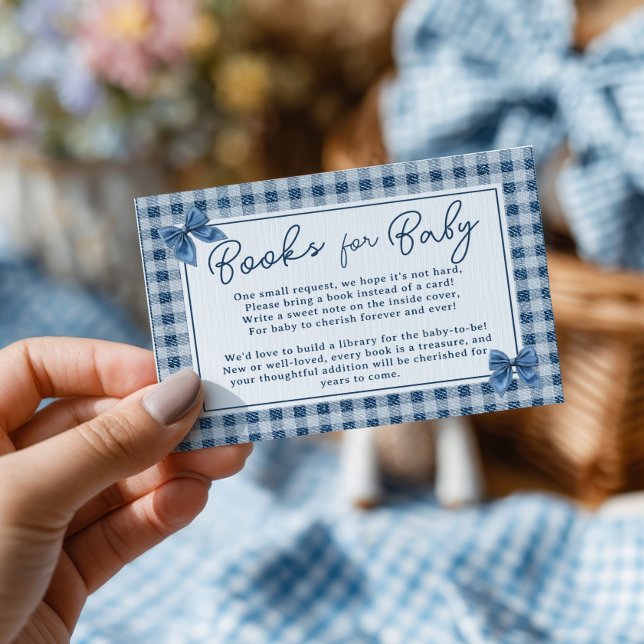 Coquette Bow Blue Jeans Denim Bokar Baby Shower Tilläggskort (Coquette Bow Blue Jeans Denim Books Baby Shower Enclosure Card)