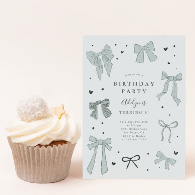Coquette Bow Boy Födelsedagsfest inbjudan (Skapare uppladdad)
