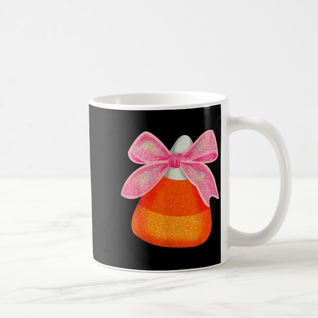 Coquette Bow Candy Corn Women Girls Kids Halloween Kaffemugg (Höger)