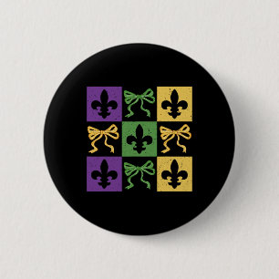 Coquette Bow Checkered Fleur De Lis Mardi Gras Car Knapp
