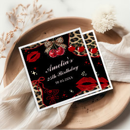 Coquette Bow Cheetah Birthday Party Napkins Pappersservett