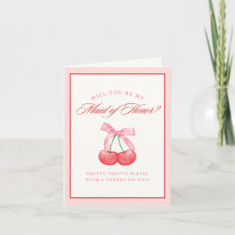 Coquette Bow Chic Cherry Maid of honor Frieri Inbjudan