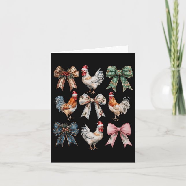 Coquette Bow Chicken Jul Farm Animal Cute Ho Kort (Framsida)