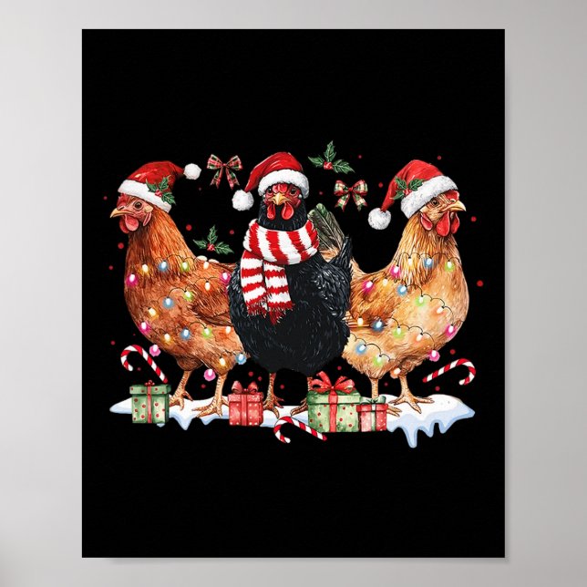 Coquette Bow Chicken jul Hat Ljus Farm Ani Poster (Framsidan)