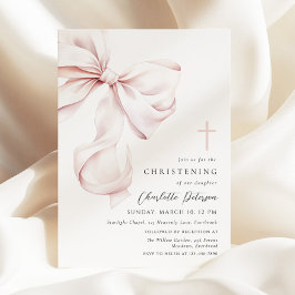 Coquette Bow Christening Invitation Inbjudningar