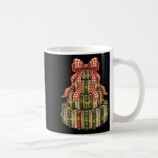 Coquette Bow Christmas Books Xmas Tree Librarian  Kaffemugg (Höger)