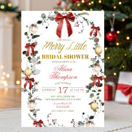 Coquette Bow Christmas Merry Little Bridal Shower Inbjudningar